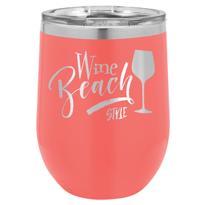 Coral Polar Camel 12 oz. Vacuum Insulated Stemless Wine Tumbler with Lid