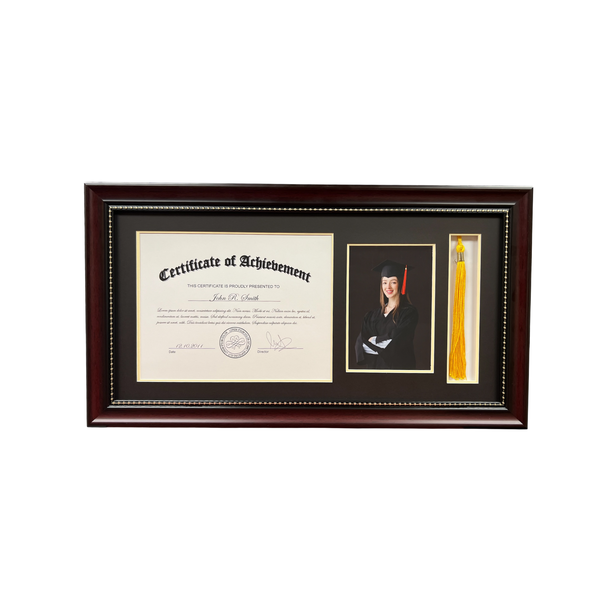 Premium Graduation Frame with Tassel Display – Large (With Certificate)