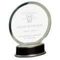 7 1/4" Jade Round Metro Glass with Silver and Black Piano Finish Base