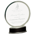 9" Jade Round Metro Glass with Silver and Black Piano Finish Base