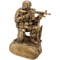 9 1/4" Antique Gold Military Resin Kneeling with Grass