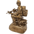 10" Antique Gold Military Resin Kneeling with Sandbags
