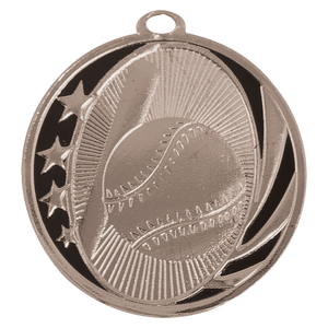 Bright Silver 2" Baseball/Softball Laserable MidNite Star Medal