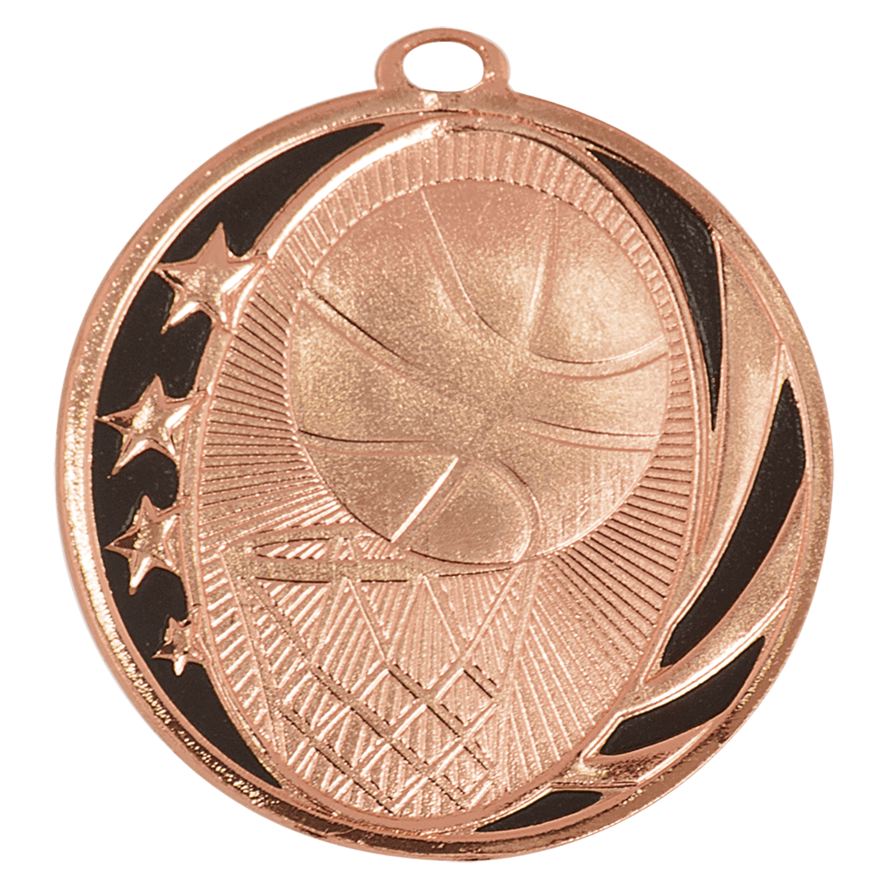 Bright Bronze 2" Basketball Laserable MidNite Star Medal