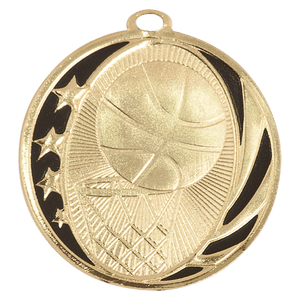 Bright Gold 2" Basketball Laserable MidNite Star Medal
