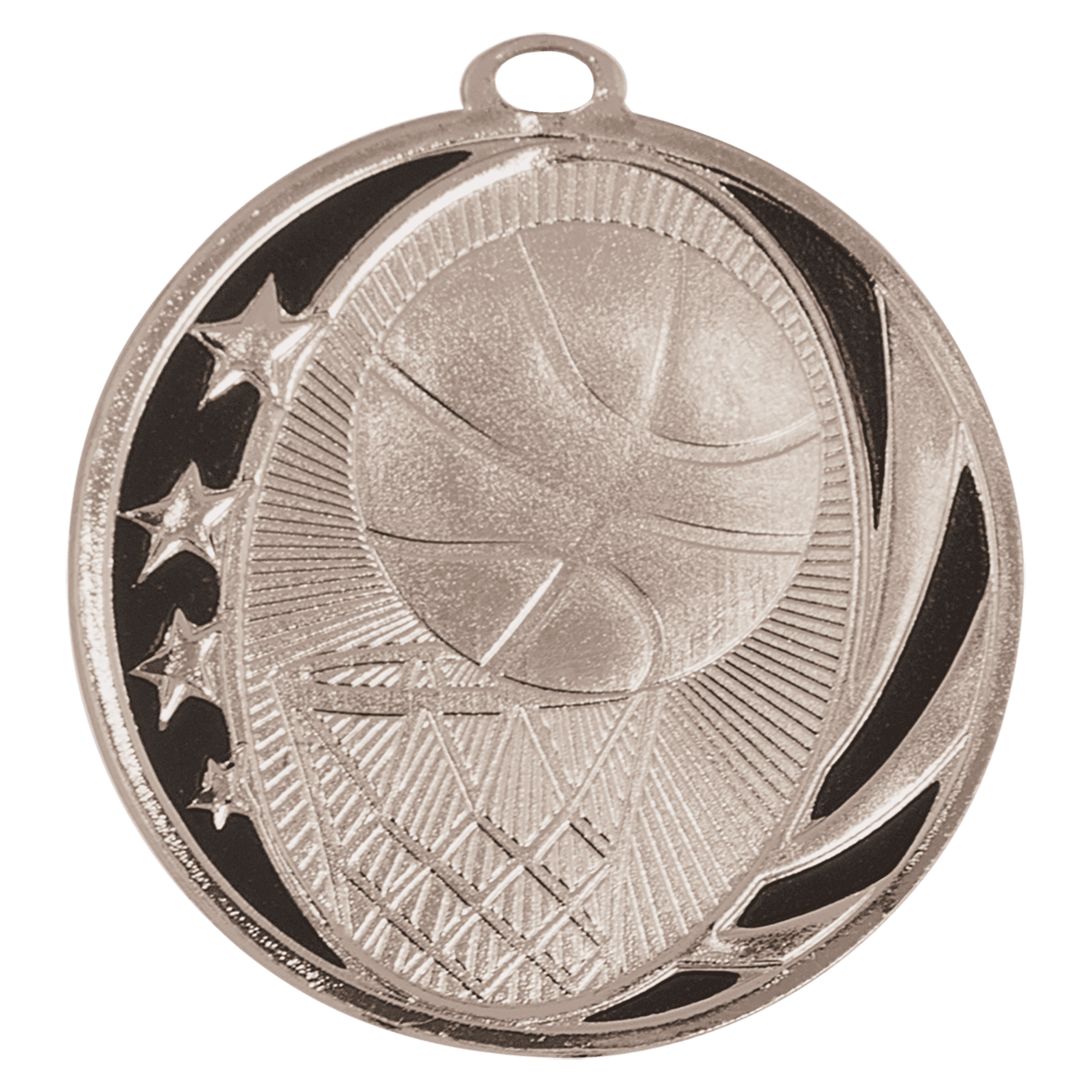 Bright Silver 2" Basketball Laserable MidNite Star Medal