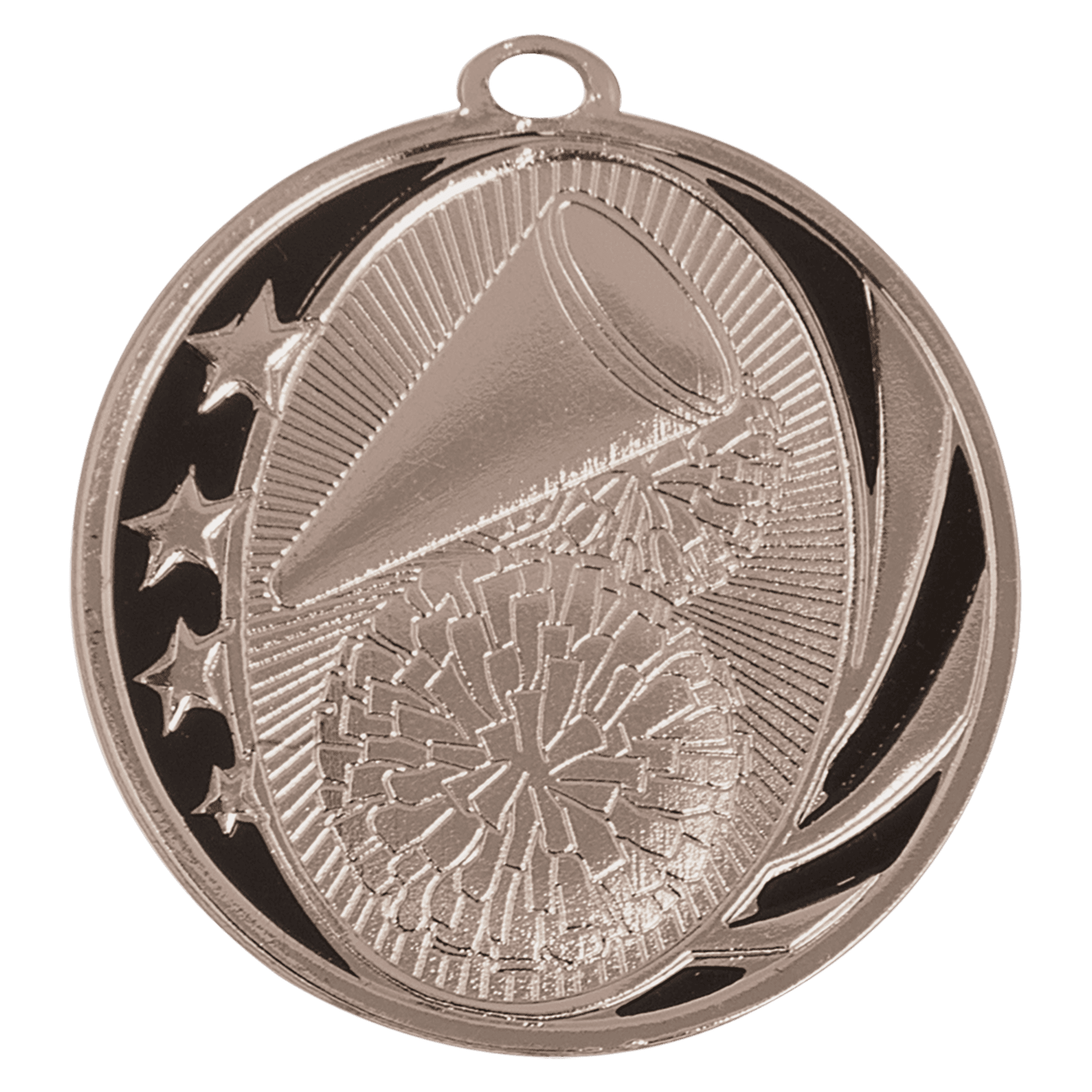 Bright Silver 2" Cheer Laserable MidNite Star Medal