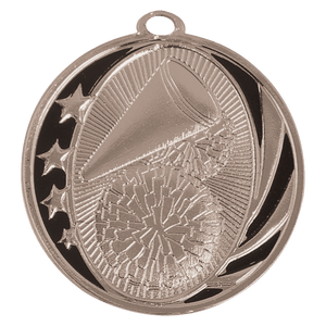 Bright Silver 2" Cheer Laserable MidNite Star Medal