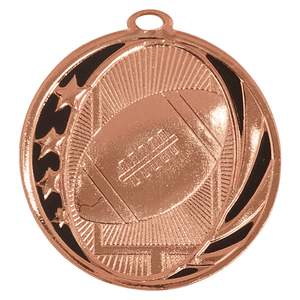 Bright Bronze 2" Football Laserable MidNite Star Medal