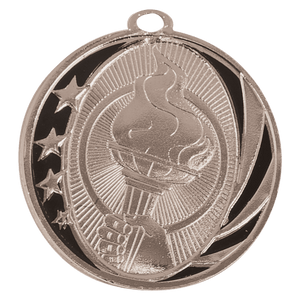 Bright Silver 2" Torch Laserable MidNite Star Medal