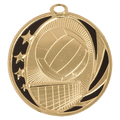 Bright Gold 2" Volleyball Laserable MidNite Star Medal