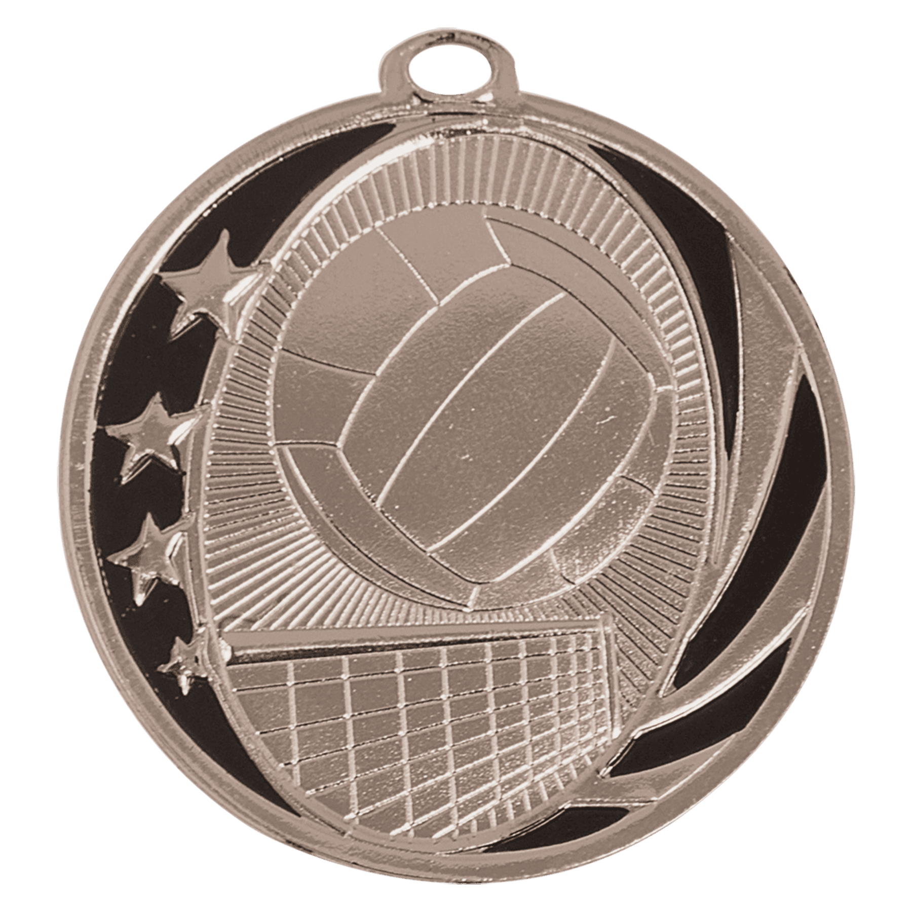 Bright Silver 2" Volleyball Laserable MidNite Star Medal