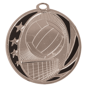 Bright Silver 2" Volleyball Laserable MidNite Star Medal