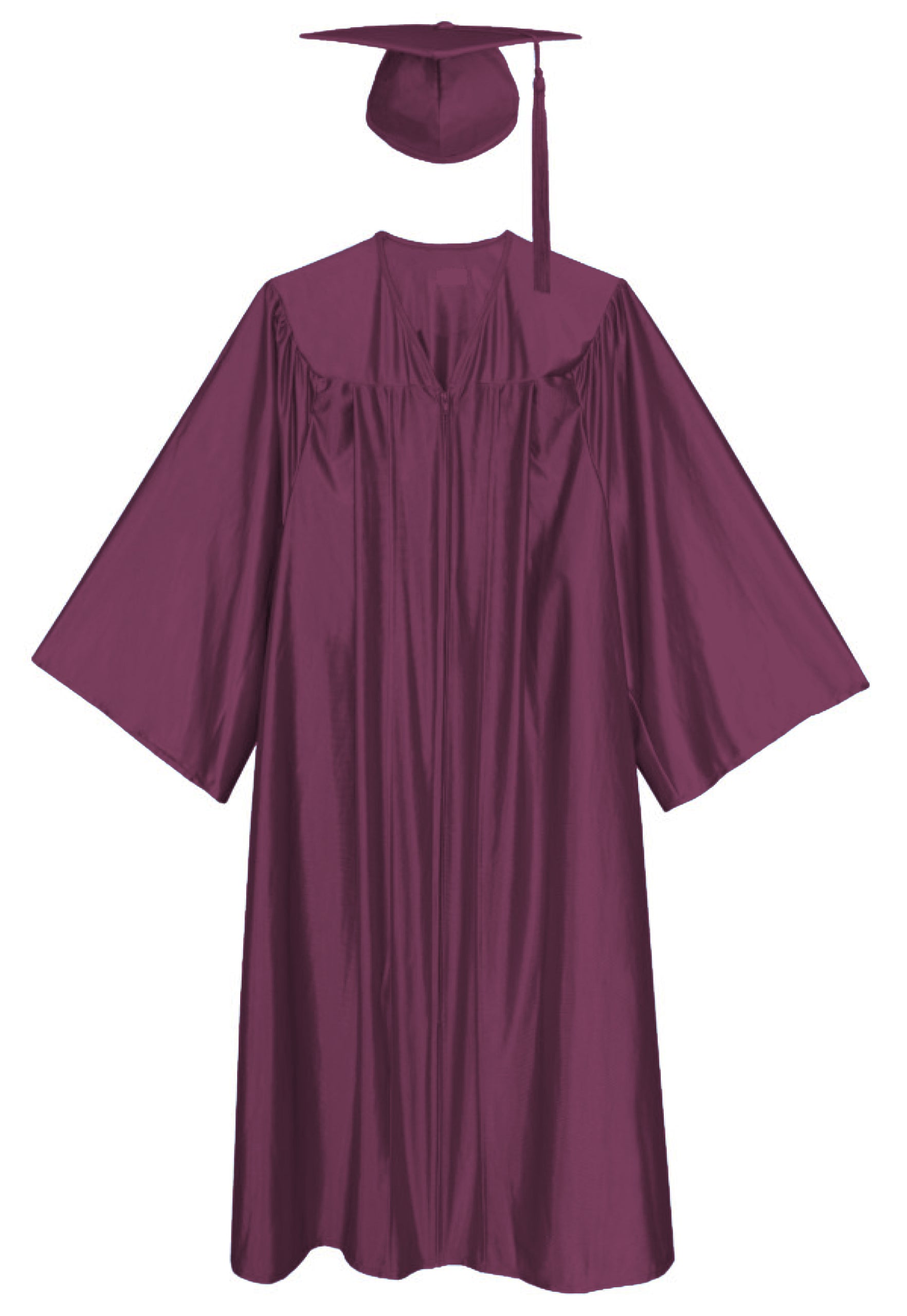 Maroon Shiny Graduation Cap and Gown for Ceremony