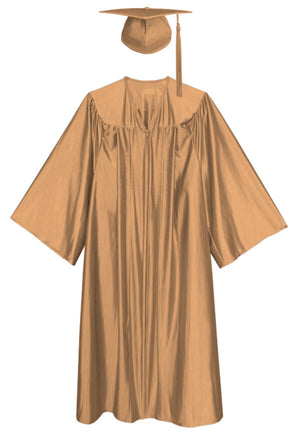 Orange Shiny Graduation Gown and Cap for Academic Events