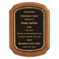 5" x 7" Coventry Series American Walnut Plaque with Gold Border Laserable Black Brass Plate