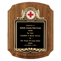 American Walnut Plaque with Gold Border Decorative Frame with 2" Insert Holder, Laserable Black Brass Plate - Witney Series (Inserts Sold Separately)