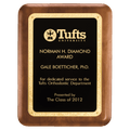 7" x 9" American Walnut Plaque with Textured Black LaserFX Plate with Gold Florentine Border