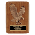 9" x 12" Solid American Walnut Plaque with Finely Detailed Eagle Relief Casting and Black Laserable Brass Plate