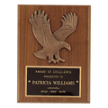 8" x 8" Sculptured Relief Eagle Casting and Laser Engravable Black Plate on an American Walnut Plaque