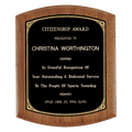 9 1/2" x 11 1/2" Coventry Series American Walnut Plaque with Gold Border Black Laserable Brass Plate