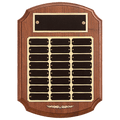 11" x 15" American Walnut 24 Plate Perpetual Plaque with Black Laserable Brass Plates/Gold Trim