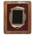 Walnut Frame w/Maroon Velour Back/Bronze Finish Frame/Black Brass 14" x 17" American Plate