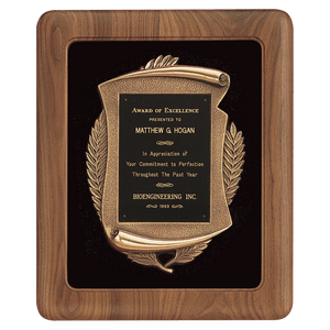 Walnut Frame w/Black Velour Back/Bronze Finish Frame/Black Brass 14" x 17" American Plate