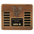 13" X 10 1/2" Solid American Walnut Plaque with Finely Detailed Antique Bronze Eagle Casting and Black LaserFX Header and 12 Perpetual Plates