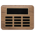 9" x 12"/Plates 7/8" x 2 3/4" American Walnut 12 Plate Perpetual Plaque with Black Brass Plated Steel Plates