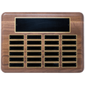 11" x 15" American Walnut 24 Plate Perpetual Plaque with Black Brass Plated Steel Plates