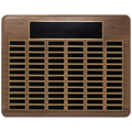 Walnut 72 Plate Perpetual Plaque with Black Brass 22" x 30"/Plates 7/8" x 2 3/4" American Plated Steel Plates