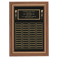 Walnut 36 Plate Perpetual Plaque with Black Brass 18" x 25"/Plates 7/8" x 2 3/4" American Plates