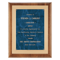 11" x 14" Airflyte Walnut Frame with Brushed Gold Metal Background and Sapphire Marble LaserFX Plate