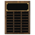12" x 15"/Plates 1" x 3 1/4"American Walnut 24 Plate Perpetual Plaque with Black Brass Plates