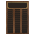 14" x 20"/Plates 1" x 3 1/4" American Walnut 36 Plate Perpetual Plaque with Black Brass Plates