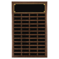 Walnut 48 Plate Perpetual Plaque with Black Brass 16" x 24"/Plates 1" x 3 1/4" American Plates