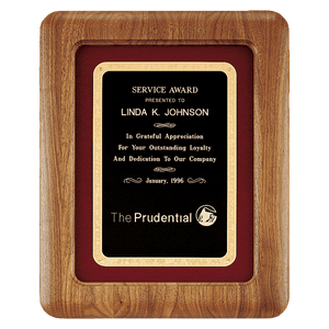 Walnut Airflyte Frame w/Maroon Velour & Black 12" x 15" American Florentine LaserFX Plate