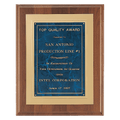 12" x 15" American Walnut Step Edge Plaque with Sapphire Marble Gold Framed LaserFX Plate