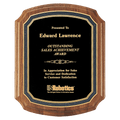 Walnut Plaque with Black/Gold Florentine Border Textured Black 7" x 8" American Plate