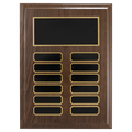 9" x 12"/Plates 7/8" x 2 3/4" Walnut Step-Edge 12 Plate Perpetual Plaque with Black Brass Plate