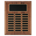 12" x 15" Walnut Step-Edge 24 Plate Perpetual Plaque with Black Brass Plate