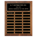 12" x 15"/Plates 1" x 3 1/4" Walnut Step-Edge 24 Plate Perpetual Plaque with Black Brass Plate