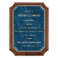 7" x 8" American Walnut Plaque with Gold Border Sapphire Marble LaserFX Plate