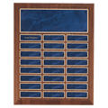 12" x 15"/Plates 1" x 3 1/4" American Walnut 24 Plate Perpetual Plaque with Sapphire Marble Brass Plates