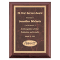 Cherry Finish Plaque with Ruby Marble Gold 7" x 9" Hand Rubbed Border LaserFX Plate