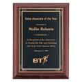 Cherry Finish Plaque with Black Gold 8" x 10" Hand Rubbed Florentine Border LaserFX Plate