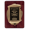 11" x 15" Rosewood Piano Finish Plaque w/Antique Bronze Scroll Frame and Black Brass Plate