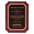 11" x 15" Airflyte Rosewood Piano Finish Plaque with Gold Border LaserFX Plate