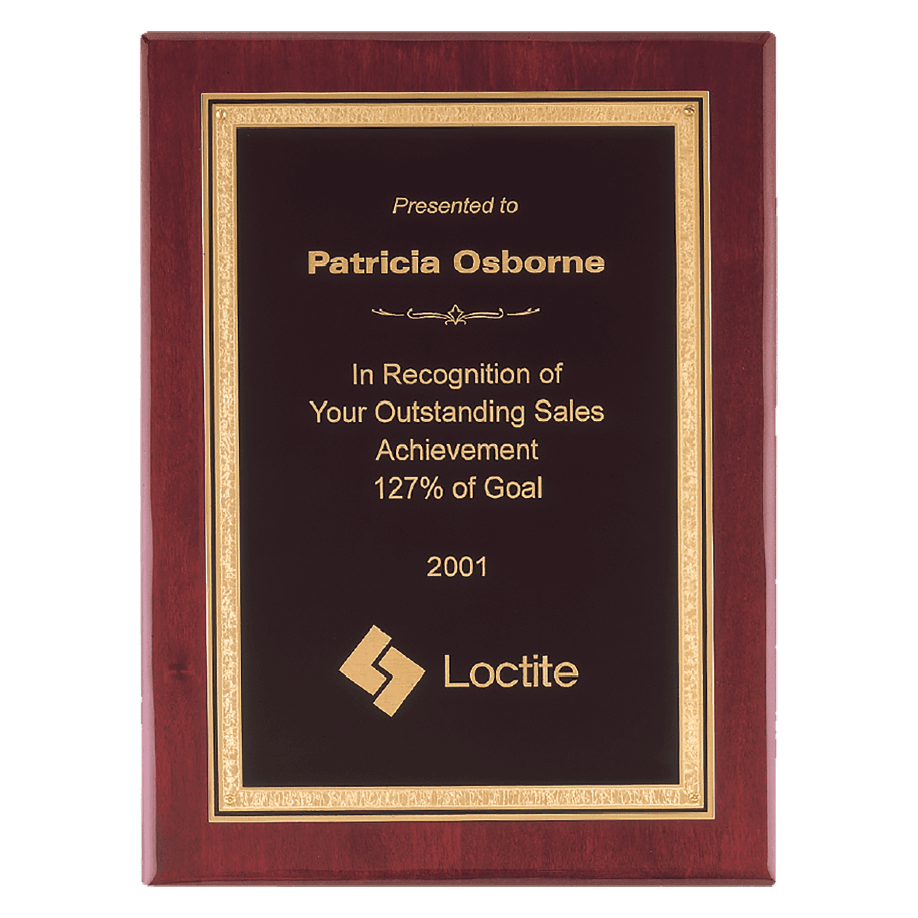 Rosewood Piano Finish Plaque with Gold Border FLorentine Border Black 7" x 9" Airflyte Premium LaserFX Plate